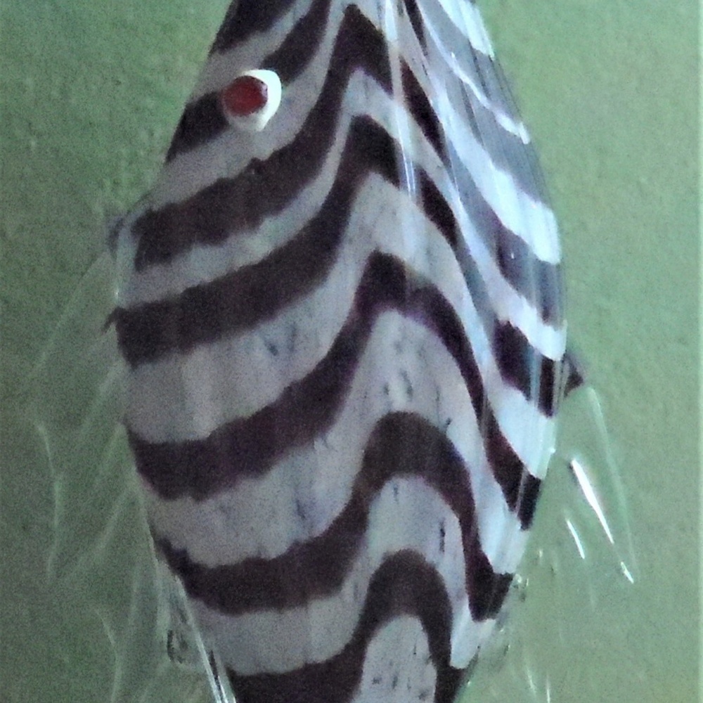 Hand Blown Striped Amethyst Glass Fish Vase/Bottle - Picture 2 of 7